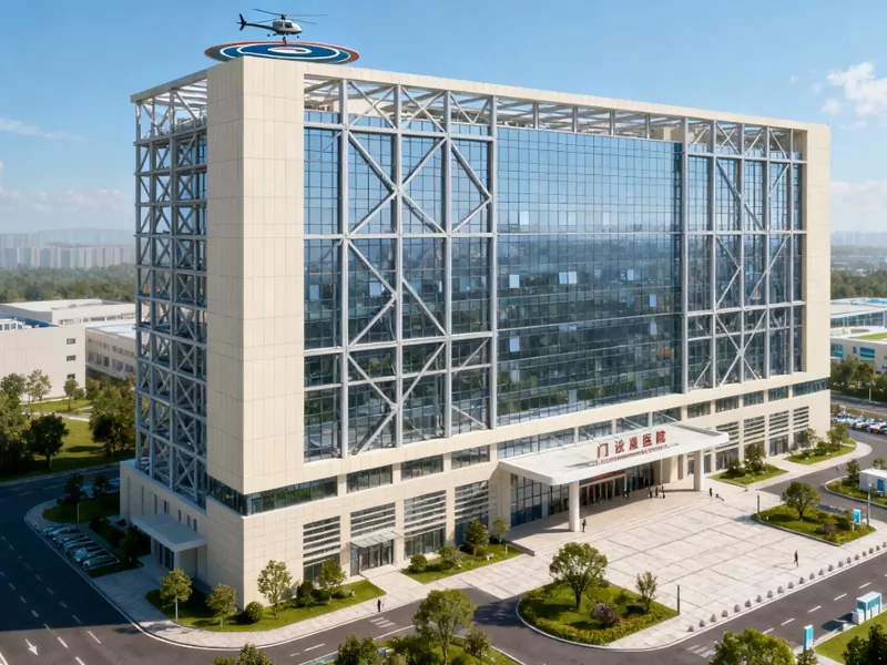 Wysoki, prefabrykowany metalowy budynek szpitala